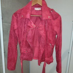 Barbie Pink Vegan Leather Moto Jacket